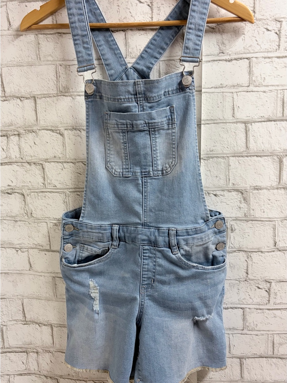 Denim Short Overalls Light Blue Wash